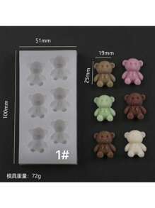 迷你熊DIY手工香氛石膏多功能硅胶模具 - 白色 - 查看 3
