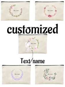 Flowers, Butterflies, Bows, Love, New Autumn Collection, Christmas Gift, Holiday Essential, Halloween, Christmas, Clutch, Coin Purse, Toiletry Bag, Makeup Bag, DIY, Gift For Girlfriend, Valentine's Day, Gift For Mom, Mother's Day, Travel, Bags, Women's Handbag, Travel Essential, Tote Bag, Customized Name - Beige - View 1