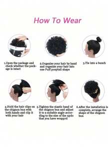 8英吋非洲捲髮髮髻盤髮抽繩馬尾接髮 女款短款非洲扭曲黑棕多色捲髮髮髻馬尾接髮 合成髮片 非洲馬尾 適合女性日常與音樂節佩戴 - 彩色 - 查看 9