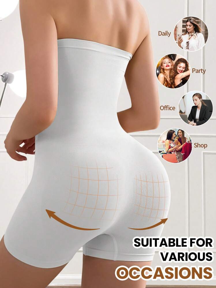 Mono sin costuras y sin tirantes para mujer, antideslizante | Despídete del complicado shapewear | Cintura ceñida, abdomen aplanado, levantamiento de glúteos, esencial para estilizar - Blanco - Ver 2