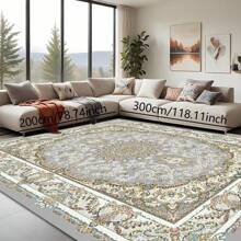 1pc Nordic Fairisle Pattern Crystal Velvet Area Rug, 700g/㎡ With Dotted Non-Slip Backing, 5mm Thickness, Machine Washable Fade-Resistant Carpet Suitable For Holidays And Any Spaces Including Hotel, Office, Sofa, Bedside, Kitchen, Laundry, Hallway, Porch, Stairs, Entryway Mother's Day