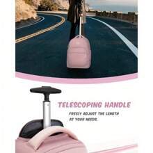 Rolling Backpack For Women, 17-Inch Waterproof Travel Laptop Backpack With Wheels, Large Carry-On Business Roller Bag, Trolley Suitcase Backpack For Work, College, Office, And Overnight Trips, Stylish Wheeled Computer Bag, Pink - Pink - View 5