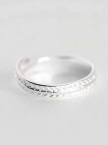 1 件 925 纯银羽毛可调节时尚戒指，母亲节礼物 - 銀色 - 查看 2