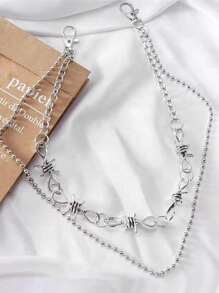 1pc Thorn Spike Dual Layer Hip Hop Pants Chain, Long Twist Chain, Unisex, Suitable For Teen, Summer Casual Outdoor, Athletic, Vacation, Travel, Graduation Gifts, Birthday Dress Accessories, Daily Wear