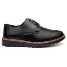 Kit Sapato Social Masculino Esporte Chique Derby Preto Sola Alta Tratorada Cadarço Calce Perfeito Numeração Especial 37 Ao 46 + Cinto E Cartira Masculino + Palmilha Brinde