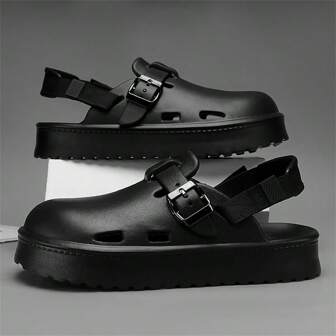 (Suggest Ordering One Size Up) Summer New Men's Hollow Clogs, Fashion Sandals For Outdoor & Indoor Wear, Detachable Back Strap Comfortable Slippers, Soft Sole Anti-Slip Wear-Resistant Shower Shoes, EVA