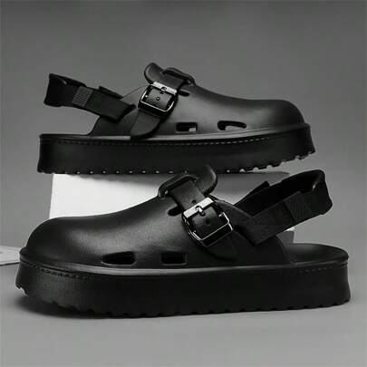 (Suggest Ordering One Size Up) Summer New Men's Hollow Clogs, Fashion Sandals For Outdoor & Indoor Wear, Detachable Back Strap Comfortable Slippers, Soft Sole Anti-Slip Wear-Resistant Shower Shoes, EVA