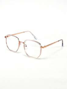 1pc Metal Frame Geometric Decor Glasses, New Fashion Butterfly Style Lightweight Small Face Personalized Prescription Eyeglasses 0-600 Degree, Retro Round Frames, Glasses - Clear - View 2