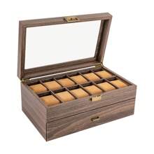 YUNRUX 24-Compartment Watch Box 2 Levels Watch Case Watch Box Watch Chest - Brown - View 7