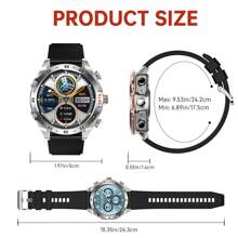 EIGIIS Montre connectée pour hommes au style sport d'affaires, avec boutons mécaniques, écouteurs intra-auriculaires intégrés, confortable à porter, appels sans fil (réception/émission d'appels), batterie grande capacité de 400 mAh, autonomie de batterie super longue, écran rond de 1,52 pouces, plus de 100 modes sport, prévisions météorologiques, rappel de message, compatible avec les téléphones Android et iOS, 3 bracelets de montre