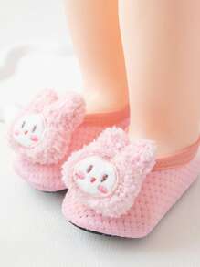 1 Pair Baby Anti-Slip Mesh Floor Socks, Infant Toddler Non-Slip Home Socks With Cartoon Rabbit Design, Breathable Spring/Summer, Pink Color, Suitable For Everyday Wear And Parties