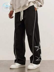 Tween Boys Non-Fleece Casual Elastic Waist Drawstring Cargo Pants, Spring, Autumn & Summer - Black - View 1