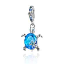 1pc Silver-Plated Transparent Blue Sea Turtle & Starfish Pendant, Cute Beaded Girl's Jewelry Accessory, Suitable For DIY Bracelet/Necklace Pendant, Elegant Jewelry Making Gift For Girls - Blue - View 8