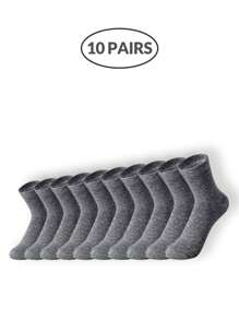 Paquete de calcetines de tripulación neutros de 5 tonos para hombres (1/5/10/15/20 pares) - Calcetines elásticos para el tobillo en gris oscuro/azul marino/negro/blanco/carbón con un ajuste transpirable y elástico para la oficina, el gimnasio, artículos de viaje esenciales