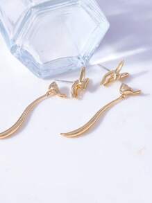 1 对装 欧美简约休闲风格狐狸前后耳环 女士