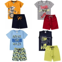 4-Piece Kit 2 Sets Of Children's Clothing For Boys 2 T-Shirts/Blouses + 2 Shorts/Bermuda Shorts - Nhiều màu - Xem 5