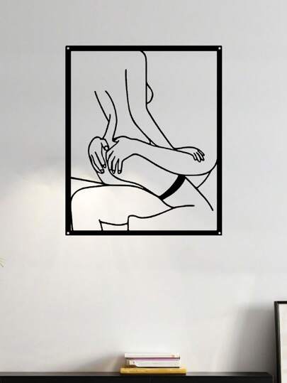 1pc Minimalist Line Drawing Girl Silhouette Metal Wall Art - Modern Nordic Style Decor, Easter Gift, Suitable For Bathroom, Bedroom, Valentine's Day Gift, Housewarming Gift