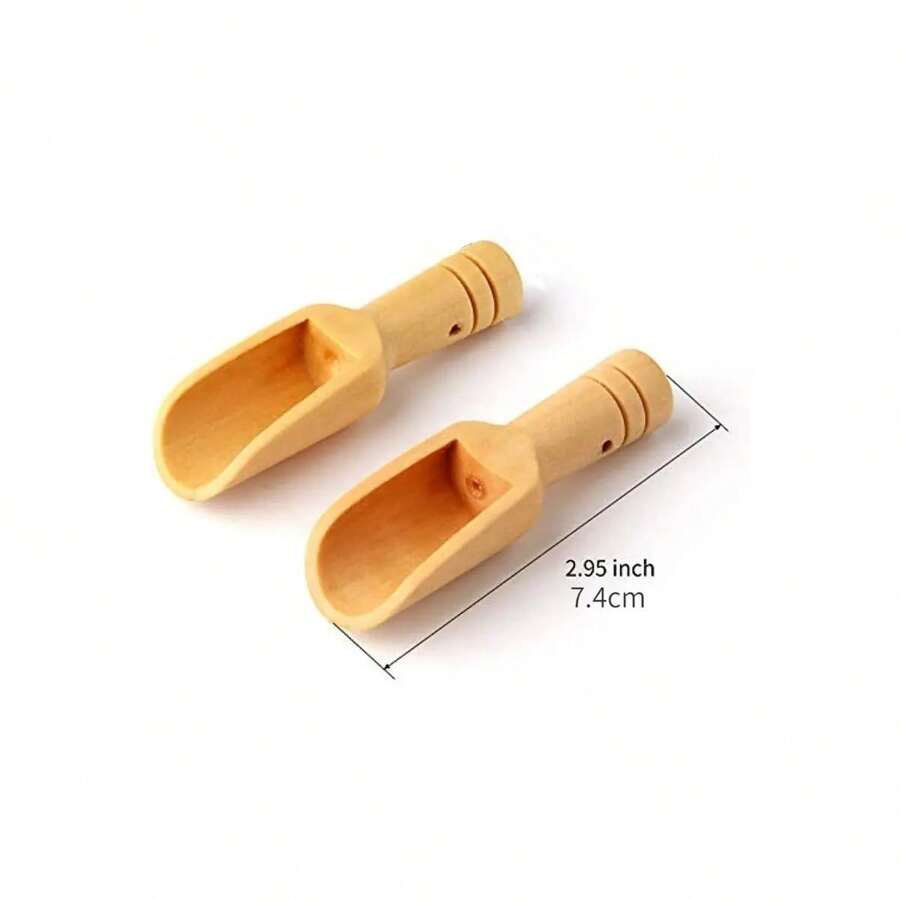 1pc/2pcs/5pcs/10pcs Mini Wooden Spoons, Suitable For Spices, Sugar, Tea, Coffee - Small Wooden Measuring Spoons - Mustard Yellow - View 1