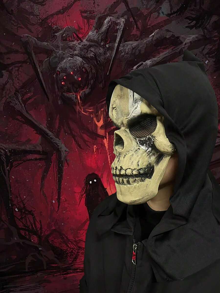 乳胶面具、带头巾的鬼骷髅、愚人节恶作剧、恐怖面具。