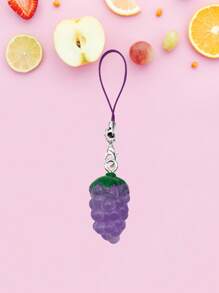 2pcs Cute Summer Holiday Peach&Grape Pendant Phone Hanger Earphone Strap For Daily Use And Gift For Friends Family