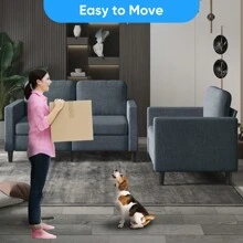 Convertible Sofa Set, Comfy Loveseat/ Armchair, Linen Modern Sofa Couch Furniture Sets For Living Room Bedroom Apartment - Dark Grey - View 9