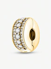 1颗925纯银锆石底座扣环吊坠珠，适合DIY手链，女士饰品。 - 款式12 - 查看 4