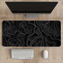 Topographic Contour Gaming Mouse Pad Large XXL Long Extended Pads Big Mousepad Keyboard Black Mouse Mat Desk Pad With 2mm Non-Slip Base And Stitched Edge For Gaming Office Home