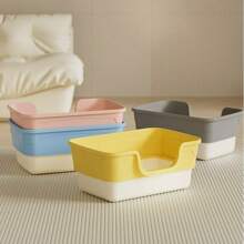 Extra große Katzenklo-Haube mit hohen Seitenwänden, spritzschutz, offener Oberseite, zweifarbig