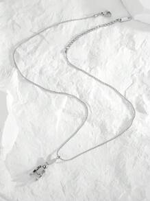 1 Piece Stainless Steel Robotic Rabbit Pendant Necklace, Minimalist Style Choker Necklace For Women