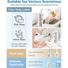 380ml，自动泡沫皂液器，4级可调泡沫，壁挂式皂液器，USB 充电式，免触式洗手液和洗碗皂液器，适用于浴室、厨房、酒店、家庭、派对 - 彩色 - 查看 5