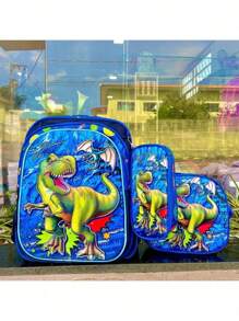Mochila Escolar 3 en 1 , mochila , lonchera , lapicera con Estampados En 3D y Luces Led, Para Niños y Niñas - Azul - Ver 4