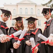 2025 Graduation Prom Mask Photo Booth Props Class Of 2025 Grad Eyeglasses Graduation Party Favor Decoration (Black Gold) - Black Gold - View 5