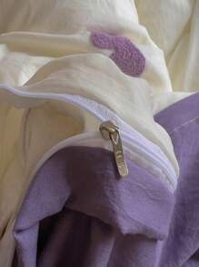 3pcs Embroidered Butterfly Bedding Set, Includes 1 Duvet Cover And 2 Pillowcases