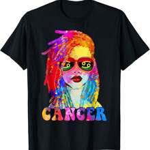 Cancer Loc'd Woman Black Queen Art Zodiac Birthday T-Shirt