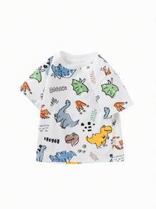 Balabala Young Boys Summer T-Shirts, Cute Cartoon Cotton Boys Short Sleeve T-Shirts - Flower Gray Tone - View 5