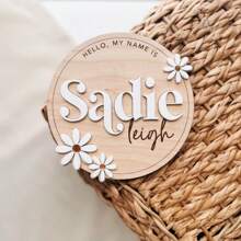1 Stück personalisiertes Boho-Holz- und Acryl-Namensschild, 3D-Lagendekor aus geflochtenem Rattan für Kinderzimmer oder Babyzimmer - Geschenk zur Babyparty, für Neugeborene, Mädchen oder Jungen Geburtstag