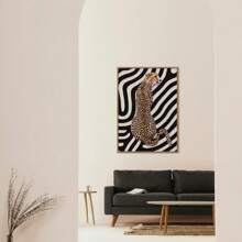 1/3 piezas de arte de pared con impresión en lienzo de estampado de leopardo/guepardo neutro, decoración vintage para dormitorio, sala de estar u oficina, póster chic y contemporáneo, arte de pared de bola 8 de suerte, regalo para ella, sin marco