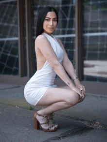 Carolina Barros Đầm Lộ Lưng màu trơn Gợi cảm - trắng - Xem 2