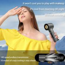 1pc New Handheld High Speed Fan 100 Speed Endless Variable USB Charging Digital Display Semiconductor Refrigeration Portable Small Fan Outdoor Portable Fan Creative Products With Compass Outdoor Suitable For Hanging Backpack - Multicolor - View 10