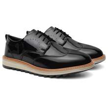Kit Oxford Masculino Sapato Social Envernizado Sola Tratorada Amarração Palmilha Confort Brinde 37 Ao 46 + Carteira E Cinto