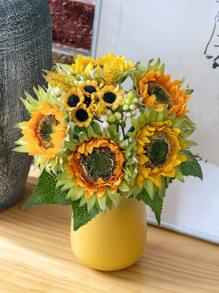Artificial Sunflower Bouquet, Silk Sunflowers Fake Yellow Flowers For Home Decoration Wedding Decor, Artificial Sunflowers Bouquet Fake Flower Bouquet With Sunflowers For Bridal Bouquets Wedding Centerpieces Decor Party, DIY Wedding Bouquets Baby Shower Outdoor Indoor Decoration Gifts Birthday Graduation