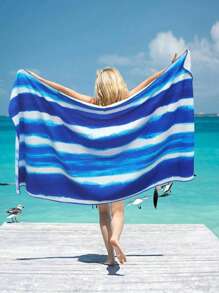 Microfiber Colorful Striped Print Quick Drying Beach Mat/Yoga Mat, Sunscreen Shawl, Suitable For Travel, Camping, Swimming, Picnic, Home Daily Use, Bath Towel, Beach Towel 70*140cm 1pc Or Extra Large 90*180cm Bath/Beach Towel 1pc Summer Travel,Vacation Holiday Bathroom Decor Beach Essentials