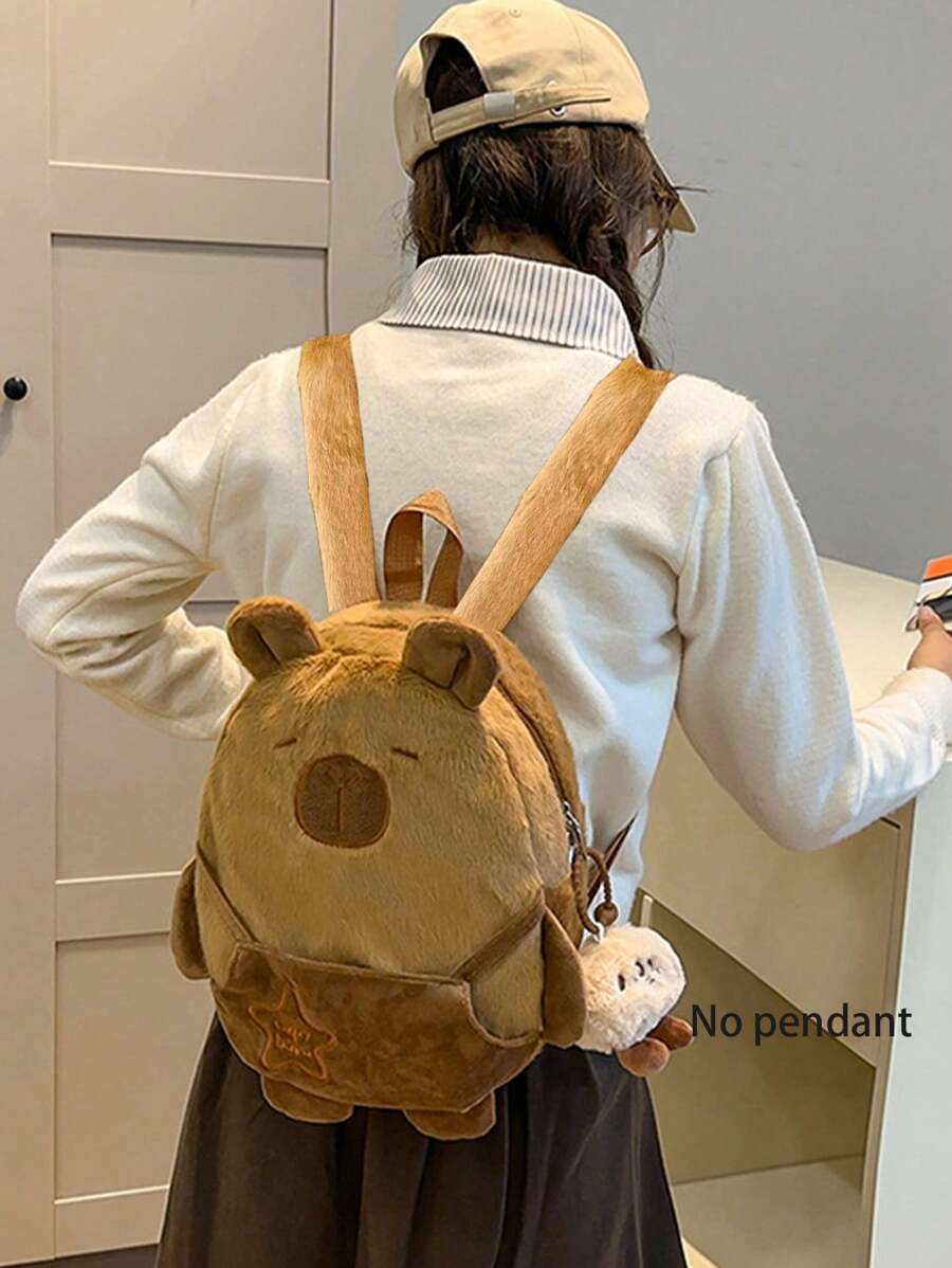 The New Capybara Plush Backpack Is A Cute And Versatile Furry Bag For Girl, Featuring A Cartoon Design