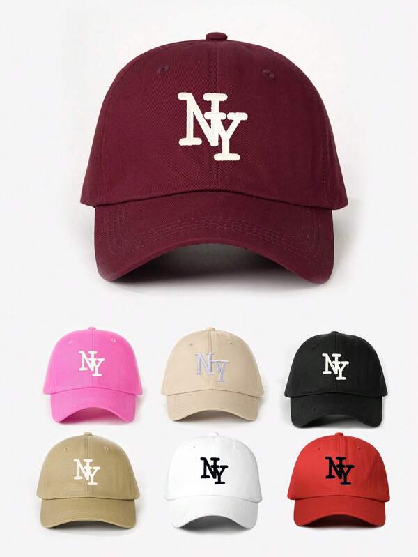 1pc Embroidered NY Baseball Cap, Outdoor Adjustable Sun Protection Casual Hat, Suitable For Spring, Autumn, Travel, Beach, For Men & Women, Y2K Style
