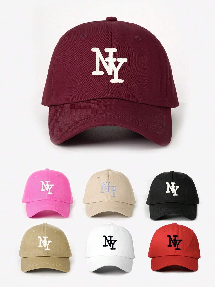 1 chiếc Mũ bóng chày thêu NY, Mũ thường ngày chống nắng có thể điều chỉnh ngoài trời, Thích hợp cho mùa xuân, mùa thu, du lịch, bãi biển, dành cho nam và nữ, Phong cách Y2K
