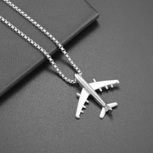 1 pieza Versátil collar colgante de avión de estilo hip hop, accesorio de cadena de suéter de acero inoxidable punk minimalista y con estilo personalizado