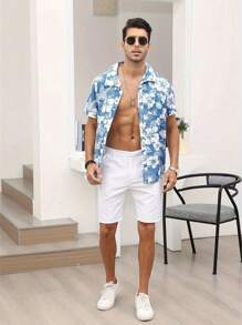 Camisa hawaiana con estampado floral para hombre, ropa de playa casual y ligera