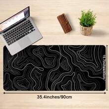 Topographic Contour Gaming Mouse Pad Large XXL Long Extended Pads Big Mousepad Keyboard Black Mouse Mat Desk Pad With 2mm Non-Slip Base And Stitched Edge For Gaming Office Home