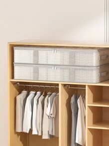 1pc White High Capacity Fabric Collapsible Storage Bag, Closet Organizer, Seasonal Clothes Storage Bag, Wardrobe Storage Bag, Living Room Organizer Bag, Bedroom Clothes Storage Bag, Moisture-Proof & Mold-Proof Storage Bag