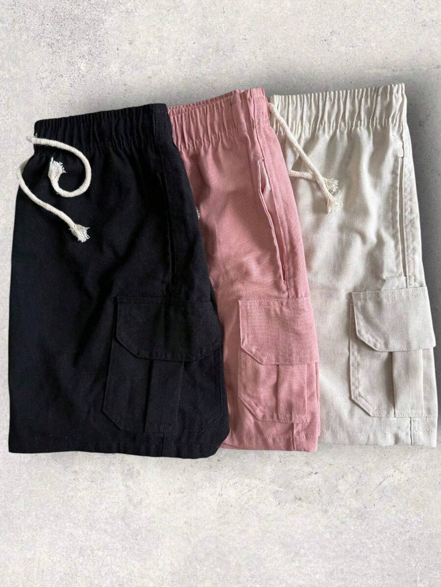 Kit 3 Cargo Bermuda Shorts In Premium Linen - Rosa vieja - Ver 1